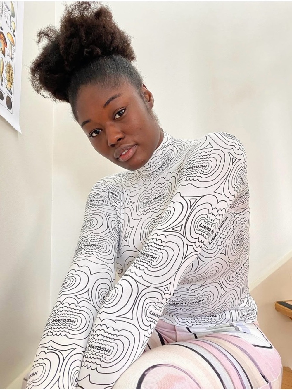 Lirika Matoshi Logo Printed L/S Turtleneck Top Size XS Extra Small